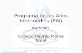 Programa de los Años Intermedios (PAI) Colegio Hebreo Monte Sinaí Asesorías © Organización del Bachillerato Internacional, 2008.