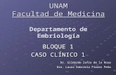 UNAM Facultad de Medicina Departamento de Embriología BLOQUE 1 CASO CLÍNICO 1 Dr. Gildardo Zafra de la Rosa Dra. Laura Gabriela Flores Peña.