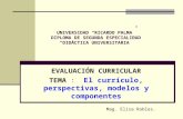 UNIVERSIDAD “RICARDO PALMA” DIPLOMA DE SEGUNDA ESPECIALIDAD “DIDÁCTICA UNIVERSITARIA” EVALUACIÓN CURRICULAR TEMA : El currículo, perspectivas, modelos.