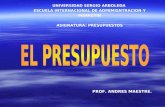 UNIVERSIDAD SERGIO ARBOLEDA ESCUELA INTERNACIONAL DE ADMIMISNTRACION Y MARKETIN ASIGNATURA: PRESUPUESTOS PROF. ANDRES MAESTRE.