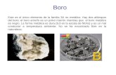 Boro Este es el único elemento de la familia 3A no metálico. Hay dos alótropos del boro; el boro amorfo es un polvo marrón mientras que el boro metálico.