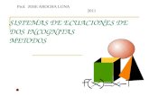 SISTEMAS DE ECUACIONES DE DOS INCOGNITAS METODOS Prof. JOSE AROCHA LUNA 2011