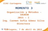 CCAV Cartagena MOMENTO 3 Organización y Métodos - 102030 2015 – I Ing. Carmen Sofía Gómez Silva Directora Cartagena, 7 de abril de 2015 FI-GQ-GCMU-004-015.