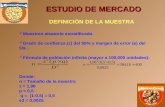 ESTUDIO DE MERCADO Muestreo aleatorio estratificado. Grado de confianza (z) del 95% y margen de error (e) del 5%. Fórmula de población infinita (mayor.