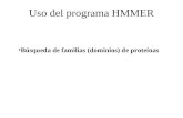 Uso del programa HMMER Búsqueda de familias (dominios) de proteínas.