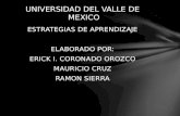 ESTRATEGIAS DE APRENDIZAJE ELABORADO POR: ERICK I. CORONADO OROZCO MAURICIO CRUZ RAMON SIERRA UNIVERSIDAD DEL VALLE DE MEXICO.