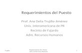 Requerimientos del Puesto Prof. Ana Delia Trujillo-Jiménez Univ. Interamericana de PR Recinto de Fajardo Adm. Recursos Humanos Trujillo Requerimientos.