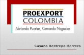 Susana Restrepo Herrera. ¿Qué es PROEXPORT? Proexport es la entidad encargada de la promoción del turismo internacional, la inversión extranjera y las.