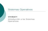 Sistemas Operativos Unidad I Introducción a los Sistemas Operativos.
