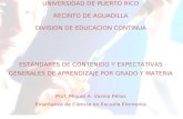 UNIVERSIDAD DE PUERTO RICO RECINTO DE AGUADILLA DIVISION DE EDUCACION CONTINUA ESTÁNDARES DE CONTENIDO Y EXPECTATIVAS GENERALES DE APRENDIZAJE POR GRADO.