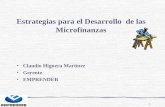 1 Estrategias para el Desarrollo de las Microfinanzas Claudio Higuera Martinez Gerente EMPRENDER 1.