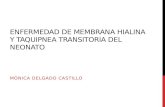 ENFERMEDAD DE MEMBRANA HIALINA Y TAQUIPNEA TRANSITORIA DEL NEONATO MÓNICA DELGADO CASTILLO.