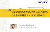XIII CONGRESO DE VALORES DE EMPRESA Y SOCIEDAD Francesc Boix Bachs SONY BCN PLANT, S.A.