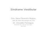 Síndrome Vestibular Dra. Sara Florentín Mujica Jefe de Sala Neurología HC IPS Dr. Osvaldo Paniagua Residente de 2 año de Neurología Año 2010.