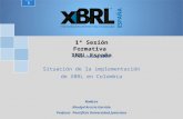 1ª Sesión Formativa XBRL España Situación de la implementación de XBRL en Colombia 2015 1 de Junio 2015 Nombre Khadyd Arciria Garrido Profesor Pontificia.