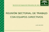 REUNIÓN SECTORIAL DE TRABAJO CON EQUIPOS DIRECTIVOS Servicio de Inspección Educativa de Jaén Junio de 2015.