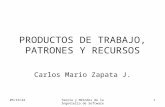 7/12/2015Teoría y Métodos de la Ingeniería de Software 1 PRODUCTOS DE TRABAJO, PATRONES Y RECURSOS Carlos Mario Zapata J.