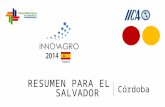 RESUMEN PARA EL SALVADOR Córdoba. Universidad de Córdoba Vinculación sociedad/empresas y universidad. Servicios de apoyo a la investigación a través de.