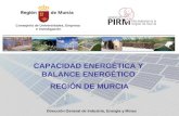 Consejería de Universidades, Empresa e Investigación Dirección General de Industria, Energía y Minas CAPACIDAD ENERGÉTICA Y BALANCE ENERGÉTICO REGIÓN DE.