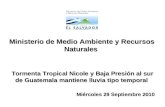 Ministerio de Medio Ambiente y Recursos Naturales Tormenta Tropical Nicole y Baja Presión al sur de Guatemala mantiene lluvia tipo temporal Miércoles 29.