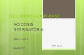 EQUILIBRIO ACIDO-BASE. ACIDOSIS RESPIRATORIA. ABRIL 2015. DRA LUZ RAMIREZ.