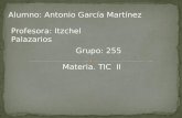 Alumno: Antonio García Martínez Profesora: Itzchel Palazarios Grupo: 255 Materia. TIC II.