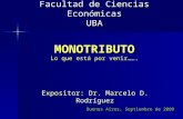 Facultad de Ciencias Económicas UBA Expositor: Dr. Marcelo D. Rodríguez MONOTRIBUTO Lo que está por venir……. Buenos Aires, Septiembre de 2009.