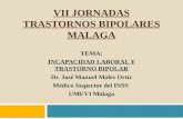 VII JORNADAS TRASTORNOS BIPOLARES MALAGA TEMA: INCAPACIDAD LABORAL Y TRASTORNO BIPOLAR Dr. José Manuel Moles Ortiz Médico Inspector del INSS UMEVI Málaga.