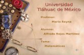 Universidad Tláhuac de México Profesor: Mario Reyna Alumno: Alfredo Rojas Martínez Tema: Matemáticas.