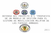 DEFENSA DEL PROYECTO N.1 “PROPUESTA DE UN MODELO DE GESTIÓN PARA EL SISTEMA DE MOVILIZACION MILITAR DE LAS FUERZAS ARMADAS” 2011.
