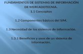 FUNDAMENTOS DE SISTEMAS DE INFORMACIÓN DE MERCADOTECNIA. 1.1 Conceptos 1.2 Componentes básicos del SIM. 1.3 Necesidad de los sistemas de información. 1.3.1.