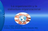 Curso: Análisis admirativo Profesor: MSc, Rodolfo Sánchez Alvarado, Mba La organización y la estructura organizacional.
