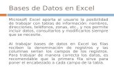 Bases de Datos en Excel Microsoft Excel aporta al usuario la posibilidad de trabajar con tablas de información: nombres, direcciones, teléfonos, zonas,
