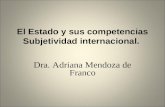 El Estado y sus competencias Subjetividad internacional. Dra. Adriana Mendoza de Franco.