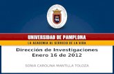 Dirección de Investigaciones Enero 16 de 2012 SONIA CAROLINA MANTILLA TOLOZA.