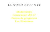 LA POESÍA EN EL S.XX Modernismo Generación del 27 Poesía de posguerra Los Novísimos.
