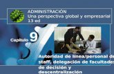 ADMINISTRACIÓN Una perspectiva global y empresarial 13 ed Capítulo 9 Autoridad de línea/personal de staff, delegación de facultades de decisión y descentralización.