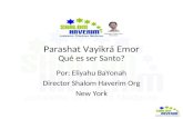 Parashat Vayikrá Emor Qué es ser Santo? Por: Eliyahu BaYonah Director Shalom Haverim Org New York.