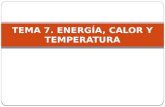 TEMA 7. ENERGÍA, CALOR Y TEMPERATURA. 1. LA TEMPERATURA TEORÍA CINÉTICO-MOLECULAR PERMITE EXPLICAR EL CONCEPTO DE TEMPERATURA A TRAVÉS DEL MOVIMIENTO.