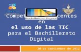 Competencias Docentes en el uso de las TIC para el Bachillerato Digital 30 de Septiembre de 2012.