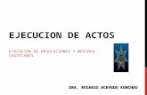 EJECUCION DE ACTOS EJECUCION DE RESOLUCIONES Y MEDIDAS CAUTELARES DRA. ROSARIO ACEVEDO KENCHAU.