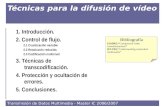 Transmisión de Datos Multimedia - Master IC 2006/2007 Técnicas para la difusión de vídeo 1. Introducción. 2. Control de flujo. 2.1 Cuantización variable.