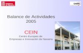Balance de Actividades 2005 CEIN Centro Europeo de Empresas e Innovación de Navarra.