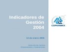 Dirección de Centros Empresariales y Federaciones Indicadores de Gestión 2004 Dirección de Centros Empresariales y Federaciones 13 de enero 2005.