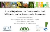 Los Objetivos de Desarrollo del Milenio en la Amazonía Peruana Karina Pinasco Vela Amazónicos por la Amazonía – AMPA Coordinadora ARA Perú Río de Janeiro,