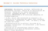 Unidad 2: Acción Política Colectiva CONTENIDOS: Movimientos sociales. Definición de movimientos sociales. Teoría de la movilización de recursos. Teoría.