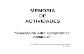 MEMORIA DE ACTIVIDADES “Asociación Adra Compromiso Saharaui” 2º Curso del Ciclo Formativo de Administración y Finanzas IES Abdera.