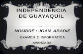 INDEPENDENCIA DE GUAYAQUIL NOMBRE : JOAN ABADIE EXAMEN 2 INFORMATICA AVANZADA.