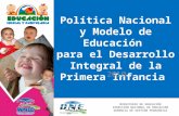 MINISTERIO DE EDUCACIÓN DIRECCIÓN NACIONAL DE EDUCACIÓN GERENCIA DE GESTIÓN PEDAGÓGICA Política Nacional y Modelo de Educación para el Desarrollo Integral.