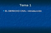 Tema 1 EL DERECHO CIVIL: introducción EL DERECHO CIVIL: introducción.